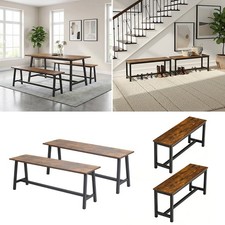Set of 2 Wooden Long Benches Industrial Dining Table Seating Entryway Shoe Bench