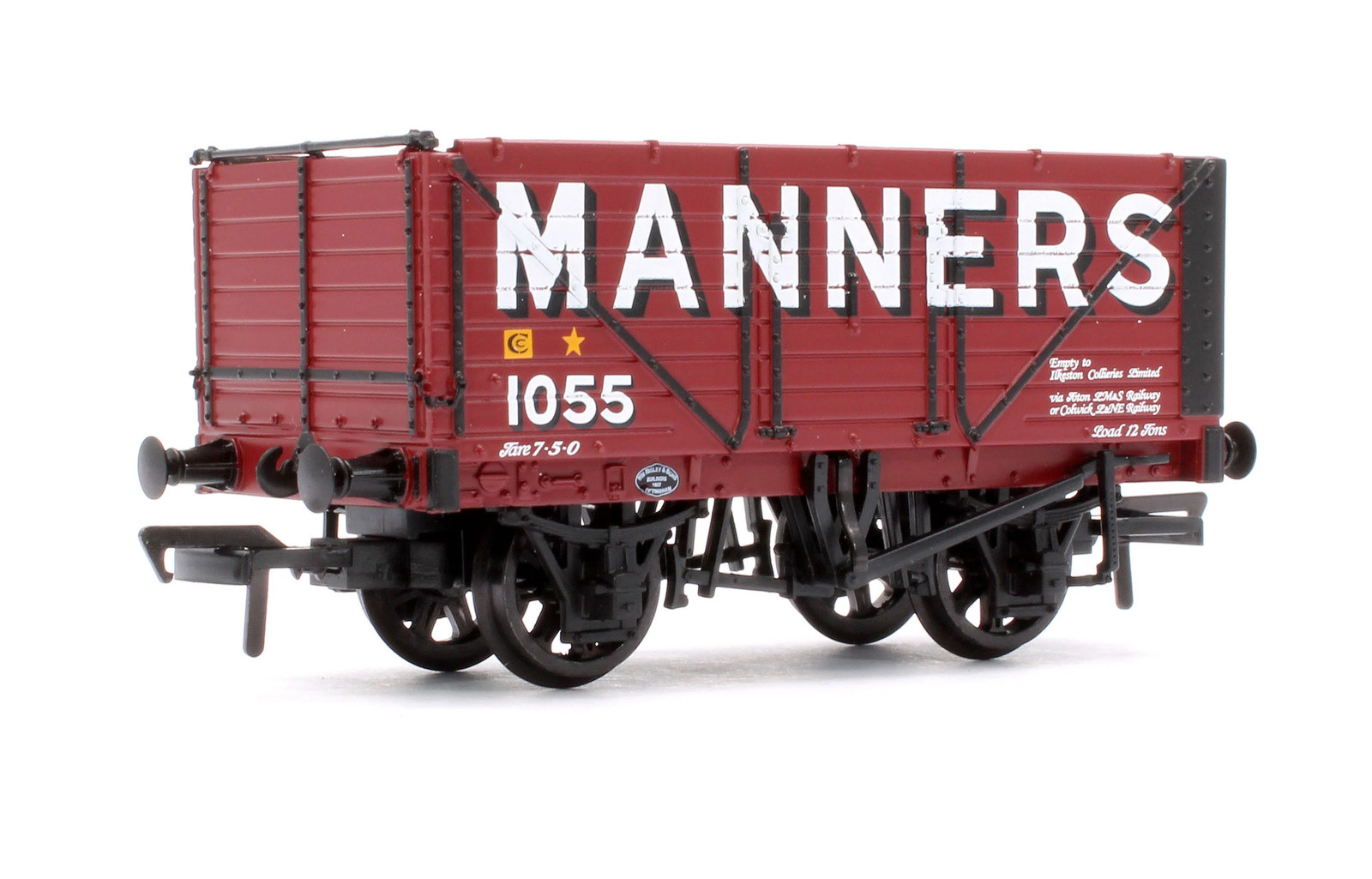 Bachmann 37-136 8 Plank End Door Wagon 'Manners' Red No.1055