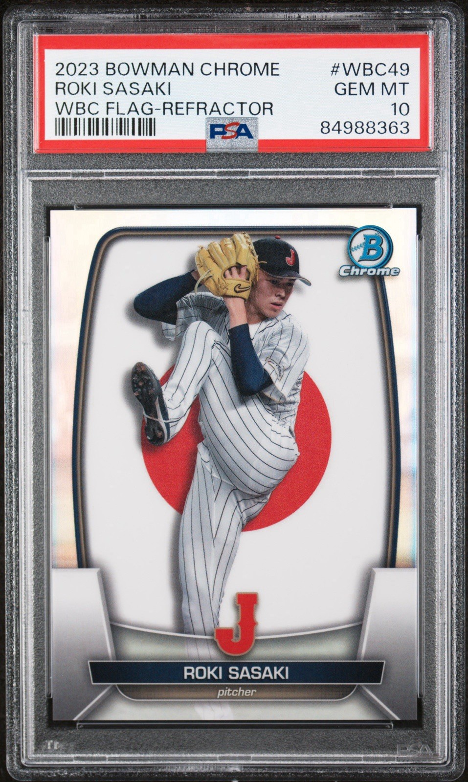 2023 Bowman Chrome - Roki Sasaki - WBC Flag Refractor /499 Japan - PSA 10 GEM MT