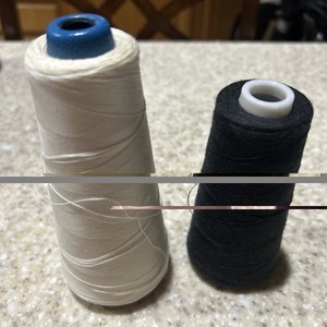 2 Vintage Industrial Sewing Thread Cones  1 Off White 1 Black