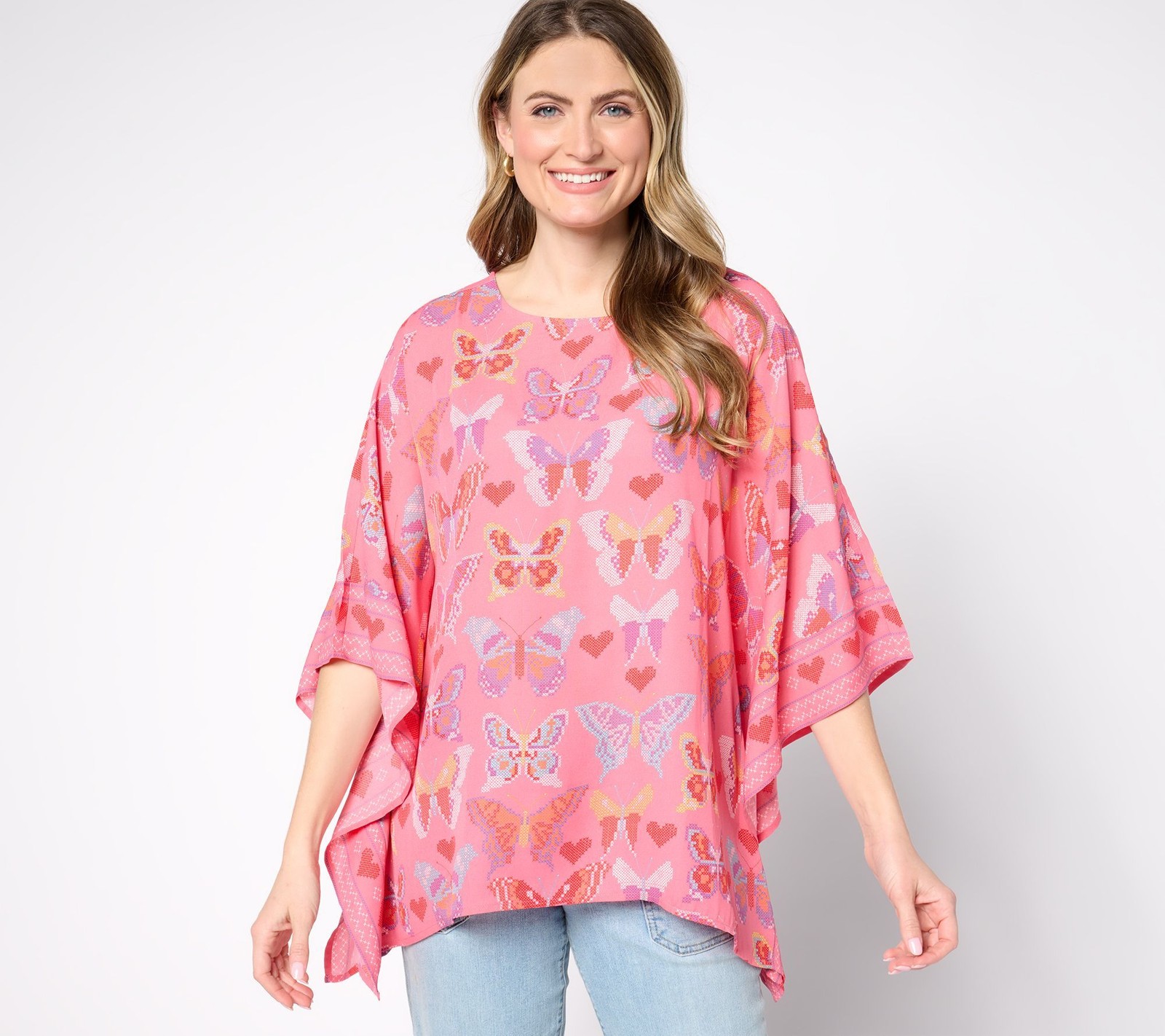 Quacker Factory Women's Top Sz XL LoveFlight Butterfly Multi-colored A677838