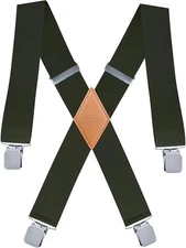 Big And Tall Suspenders For Men Heavy Duty 2" Wide .X-Shaped Black Adjustable Me