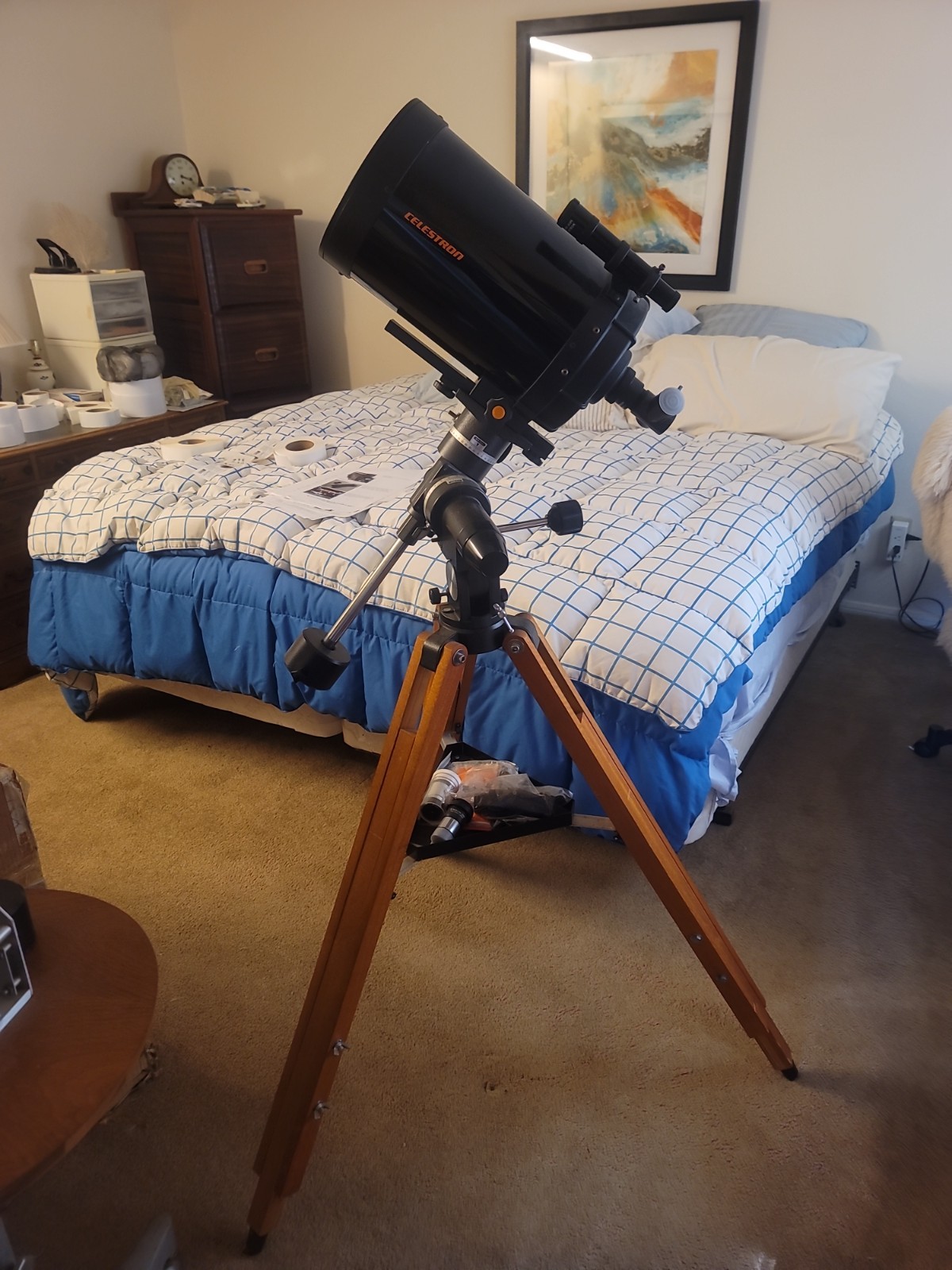 Celestron Super Polaris C8 with Beautiful Wooden Tripod stan