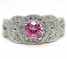 2CT Heat Treated Pink Topaz 925 Solid Sterling Silver Ring Sz 6,7,8 MB5