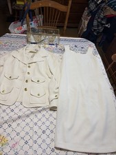 Womens Size Small Ivory Joan Rivers Dress And Blazer Set Hold Buttons