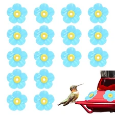 16-Pack Hummingbird Feeder Replacement Flowers, Plastic Part [Blue]