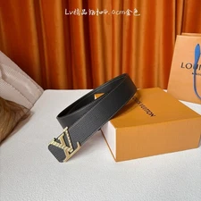 Louis Belt Black Leather Gold Buckle