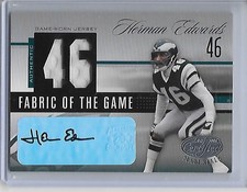 2006 Leaf CM HERMAN EDWARDS Fabric of the Game worn jersey #ed auto 46/46 Eagles