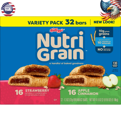 Kellogg's Nutri-Grain Variety Pack Chewy Breakfast Bars 32 Count 41.6 oz