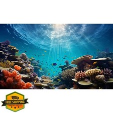 Riivvdise Aquarium Background Ocean Coral Reef 48x24in Brown