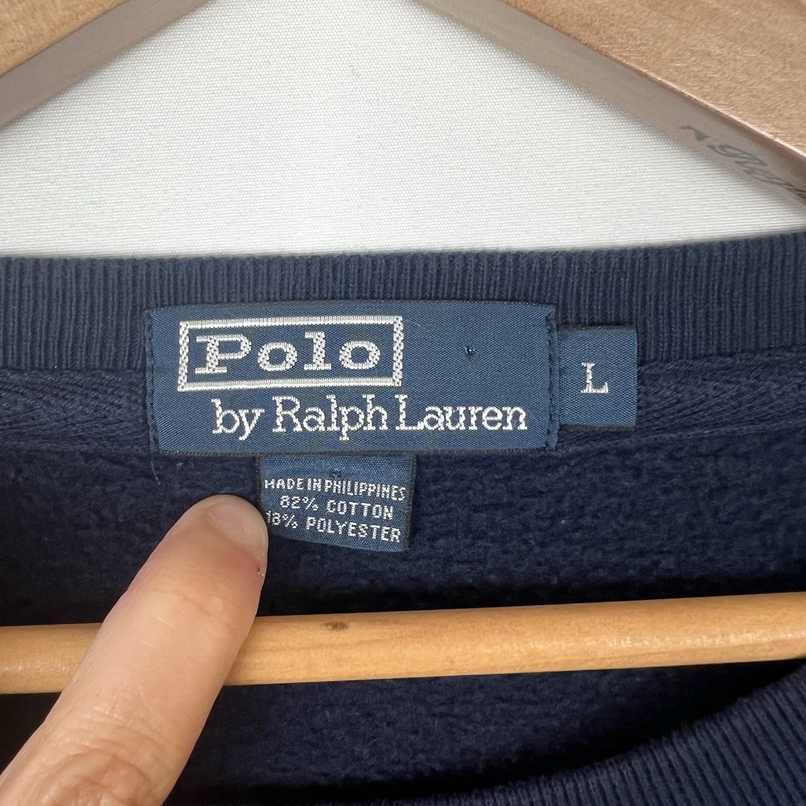 Polo Ralph Lauren uomo grande blu scuro blu navy girocollo felpa rosso pony cotone
