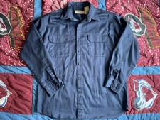 Vtg Big Mac Penneys Work Shirt Dark Navy Blue Cotton Blend Mens L Long Sleeve