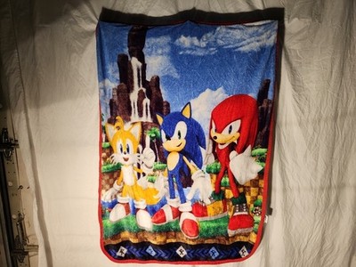 Sonic The Hedgehog Kids Silky Throw Blanket Sega Lovie About 48 by 34  Blankie