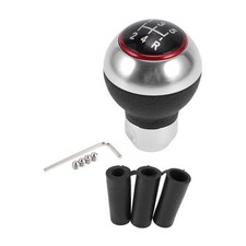 Round Ball Shift Knob Gear Shifter Knob Faux Leather Aluminum Alloy 5 Speed Round Ball Shift Knob Gear Shifter Knob Faux Leather Aluminum Alloy 5 Speed - Image 1