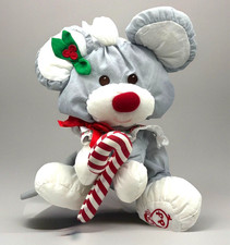 Vintage Fisher-Price Puffalump Gray Christmas Mouse Plush 1987