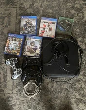 playstation 4 slim 500gb All Wires, Three Controllers And Five Games