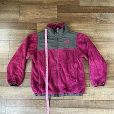 The North Face Girls Size XL Denali Fleece Jacket Pink Gray Zip Winter Coat 4910