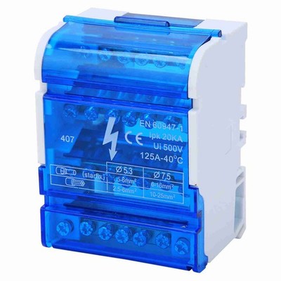 Junction Box with DIN Rail Terminal Blocks for Electrical Installation Wiring