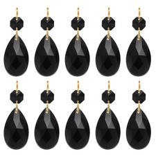 10 x Teardrop Crystal Chandelier 60mm Length Prisms Part Black