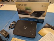 Ooma Telo Free Home Phone Service VoIP - Black, used with box and accessories