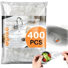 RAINFLOW 400 Pack Kitchen Sink Strainer Mesh Bag - Disposable White