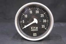 Stewart Warner Sw Vintage Rpm Gauge Tach 0-35 0-3500 Black Face