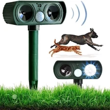 Solar Powered Ultrasonic Animal Repeller Outdoor Cat Dog Mice Squirrel Deterrent
