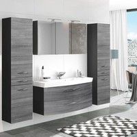 Badezimmer BadmöBel Komplett Set 120Cm Waschtisch Spiegelschrank 2 HochschräNke