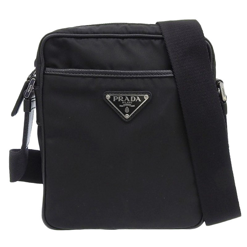 Prada Black Nylon Saffiano Leather Crossbody Shoulder Bag 2VH112 Pre-Owned