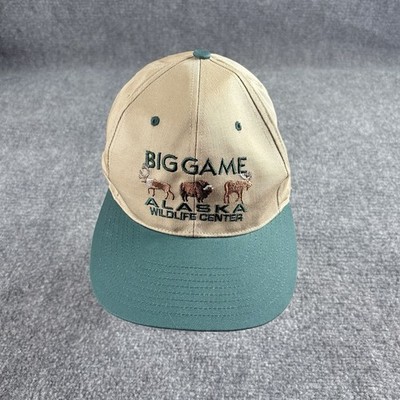 Big Game Alaska Wildlife Center Strapback Hat Tan Green Outdoor Moose Bison Elk