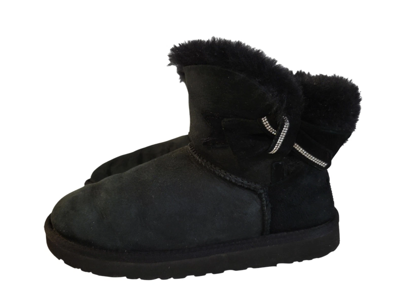 Stivali invernali UGG Australia donna giacca nero scamosciato pecora shearling US 8