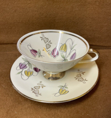 wintering markleuthen bavaria tea cup and saucer floral and gold