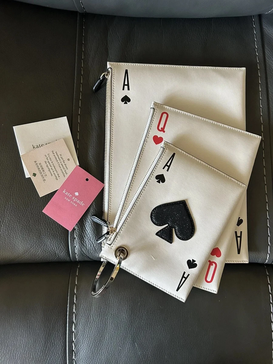 Kate Spade Very RARE Lucky Visit Draw Playing Cards Trio Clutch Purse