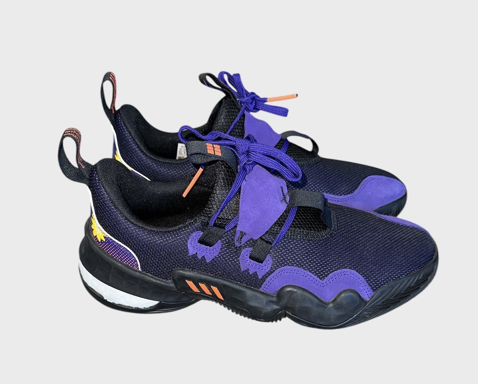 Adidas Men’s 9.5 Trae Young 1 Core Black Purple Solar Orange GZ4627 Women’s 10.5