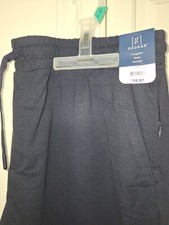 George Mens Lounge Pants Blue Stretch Super Soft XL 40-42 Side Back Zipper New