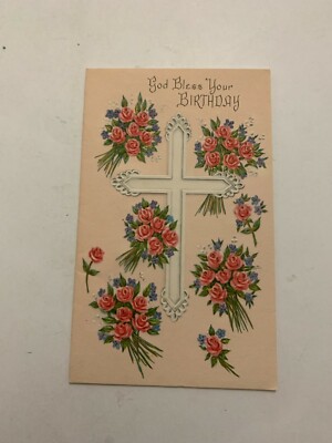 Vintage 1950's God Bless Your Birthday Greeting Card Unused