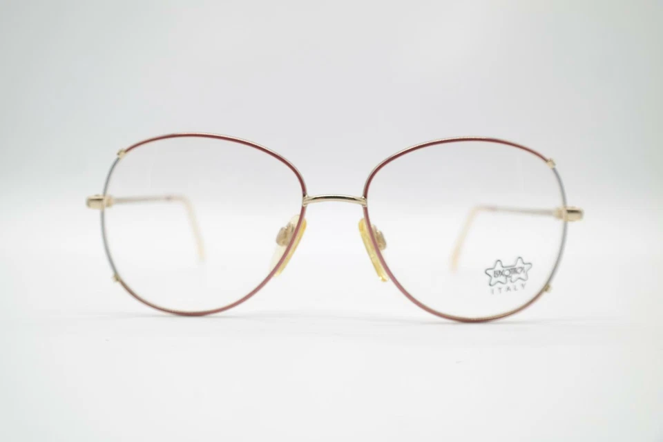 Lunettes Vintage Luxottica 2079 Cuivre Bleu Or Ovale Monture NOS - Photo 1/4
