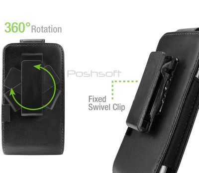 For BLU Phones- Leather Case Cover Pouch Holster + 360 Swivel Belt 