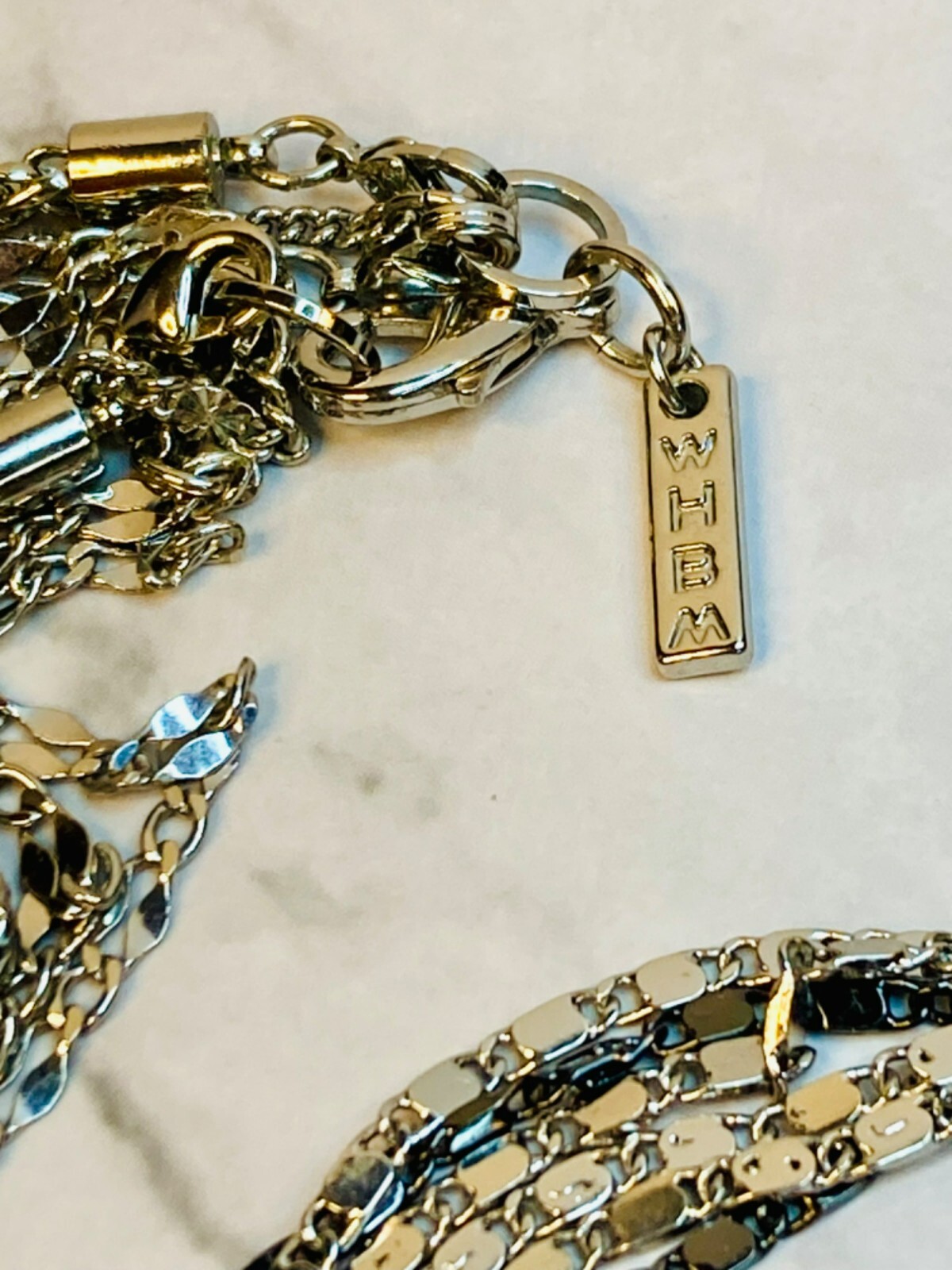 Long WHBM Multi-Layer Silver-Tone Statement Neckl… - image 5