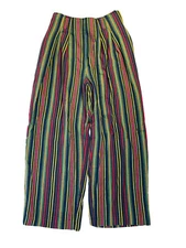 Vintage Y2K Esprit Womens 4 Medium Rainbow Stripe Baggy Cropped Pants