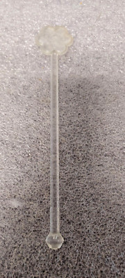 VINTAGE MONOGRAM EL SWIZZLE STICK / STIRRER FLORAL / FLOWER - CLEAR - ROYER USA