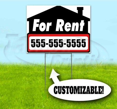 PROPERTY FOR RENT CUSTOM PHONE 18x24 Yard Sign WITH STAKE Bandit USA REALTY