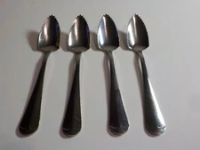 4 Vintage "Enjoy Grapefruit!" Serrated Edge Grapefruit Spoons Stainless Steel