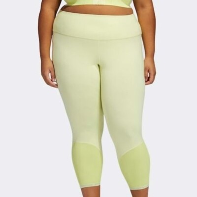 Adidas Women's Ivy Park Yellow Tint Rib Panel Tights Size 2x (Plus Size)  H25365