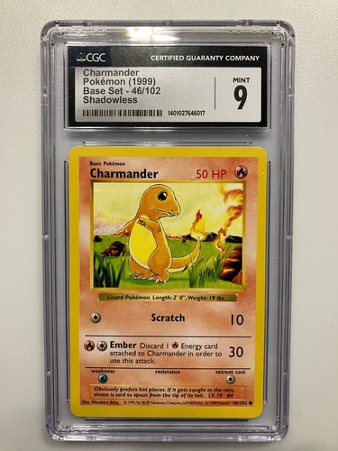 Charmander 46/102 Base Set Shadowless CGC 9 Pokemon