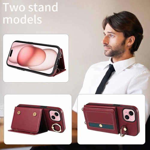 For iPhone 15 Pro Max 14 13 12 11 SE XR 7 8 Ring Stand Wallet Leather Case Cover - Picture 7 of 32