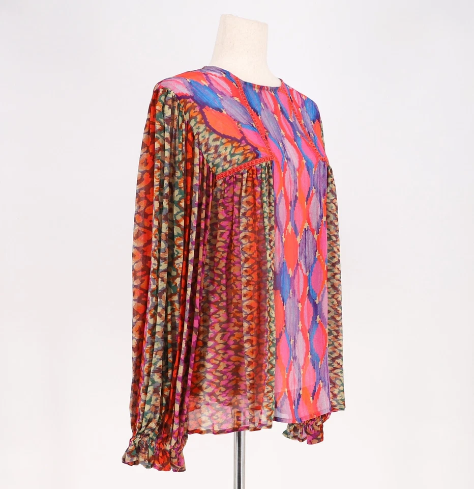 Blusa Campesina Miranda Rosa Ecléctica Multi Talla M BL-NK X ANTHROPOLOGIE $128 Foto 3 de 4