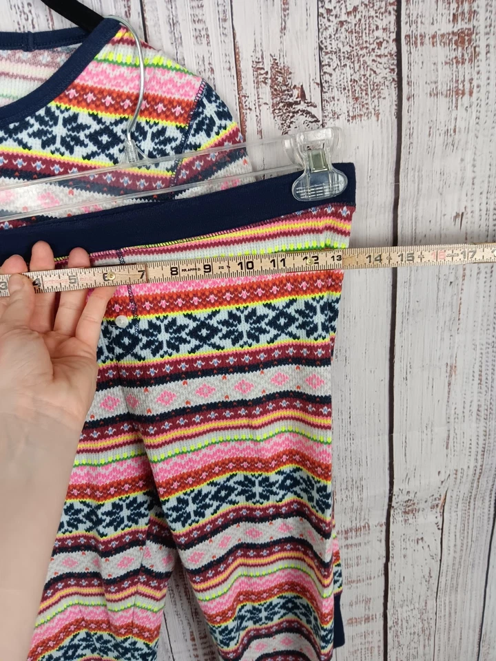 Old Navy Match Fair Isle Thermal Pajama Set Juniors Small Multicolor - Image 4 of 4