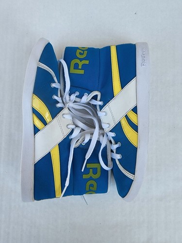 VINTAGE Reebok Classic Women's High Top Blue/White/Yellow Shoes Size 7.5 - Picture 7 of 9