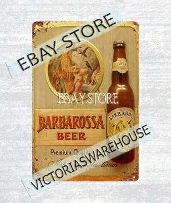 Barbarossa Premium Beer Red Top Brewing Co Ohio metal tin sign poster plaque